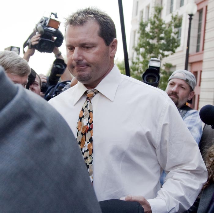 Former baseball pitcher Roger Clemens leaves federal court in Washington today after pleading not guilty to charges of lying to Congress about whether he used steroids or human growth hormone.