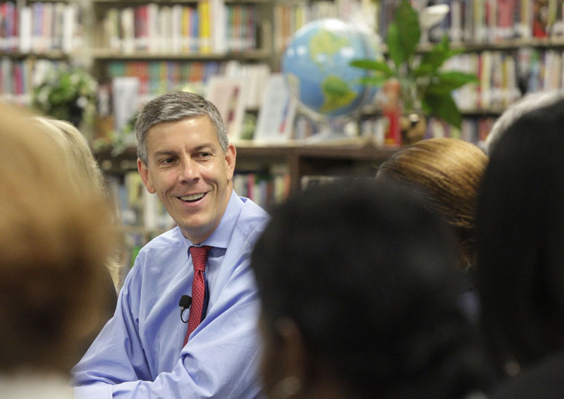 Education Secretary Arne Duncan is expected to tour three Expeditionary Learning projects with students and teachers and have a discussion of school safety with teachers, parents and community members.