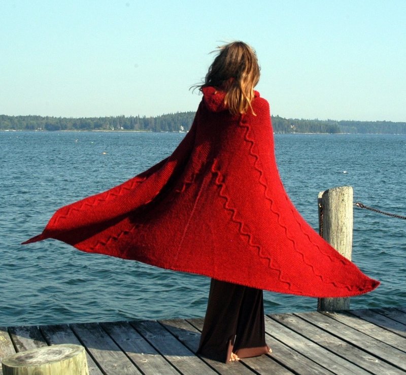 Knitted wool cape by Katharine Cobey of Cushing