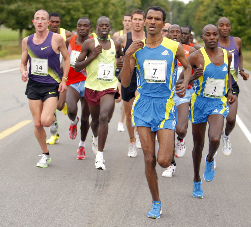 Gebre Gebremariam of Ethiopia had the lead as the first pack of runners formed early in the 13th TD Bank Beach to Beacon 10K on Saturday, and when the finish came at Fort Williams Park, it was Gebremariam who was first across the line after outsprinting two Kenyans in the final stretch.