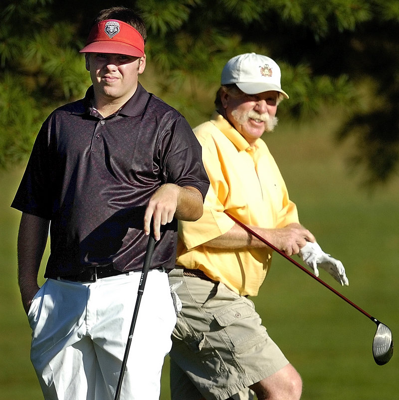 Mark Plummer, right, has been friend and mentor to Ryan Gay, but on the golf course as opponents, Plummer still wants to win, as he did Wednesday at the MSGA match play tournament.
