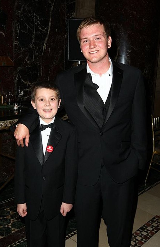 Joshua Conley of Standish, left, meets his bone marrow donor Aaron Vilhauer of Pahrump, Nev., in 2009 at a fundraiser in New York City.