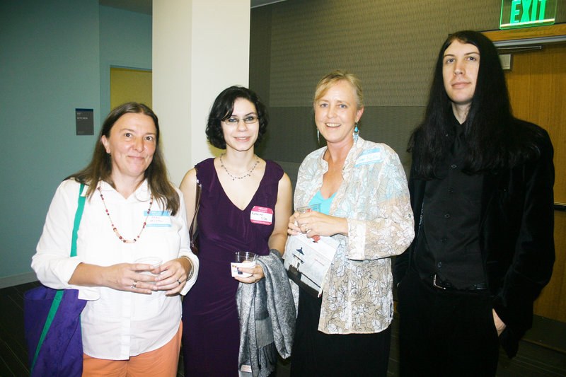 Jane Karker, second from right, who owns Maine Authors Publishing & Cooperative, stands with some of her newest authors, Fran Houston, Katherine Silva and Andrew Maxcy.