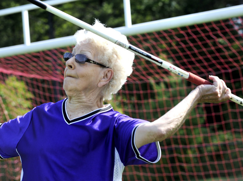 Ann McGowan, 87, of Providence, R.I., competed in six events, including the javelin, and has a goal of competing in the national Senior Games next June in Houston.