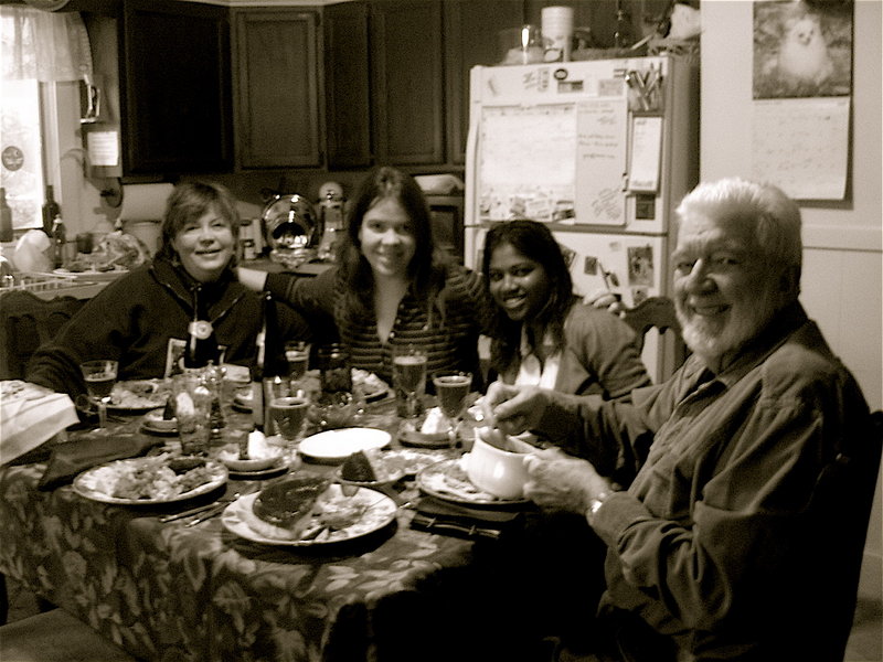 Jim Haley, right, is seen with his daughters Philomena and Molly Haley and former wife Sally Haley, left, enjoying a Thanksgiving meal in 2005.