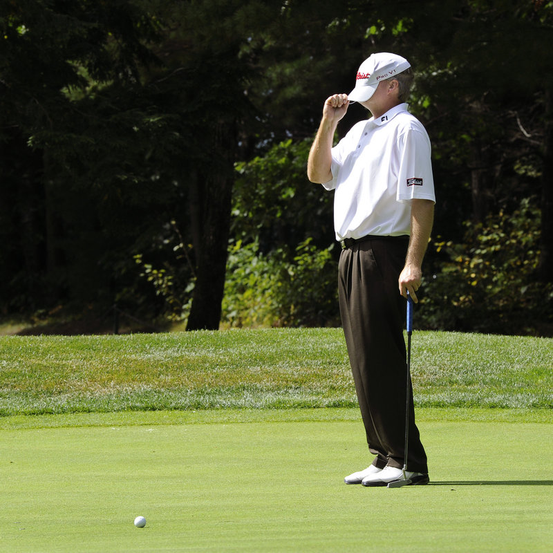 Troy Pare reacts after missing a putt Thursday during the final round of the New England PGA Championship at The Woodlands Club in Falmouth. Pare finished in a tie for fifth place.