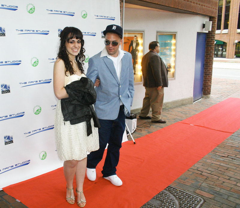 Megan Hanson, who plays Kate in "Bitten," and Jeffrey Kelsey arrive at the Nickelodeon Tuesday for the Maine Summer Shorts Festival.