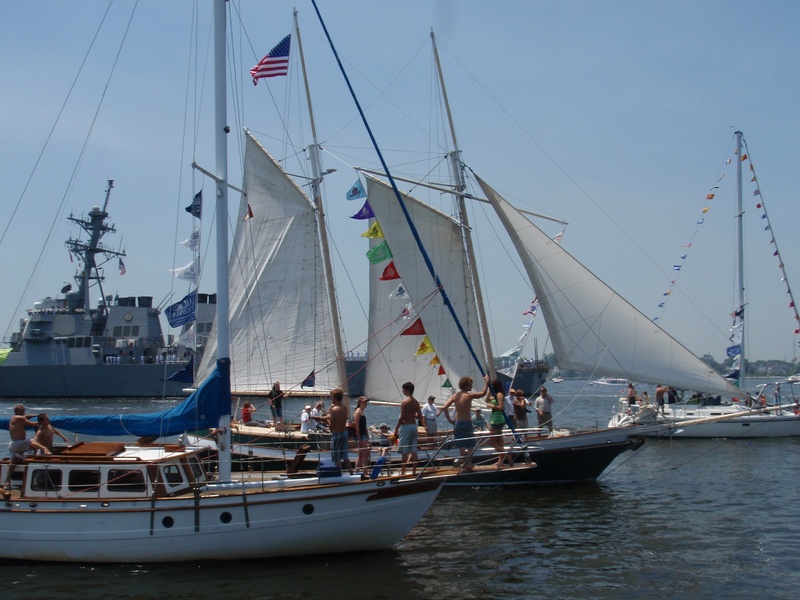 Boats fill the Elizabeth River during the Parade of Sails in Norfolk, Va.