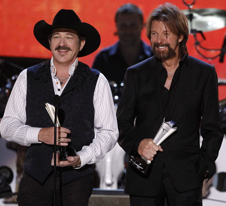 Kix Brooks, left, and Ronnie Dunn in a April 2010 file photo. The country music duo closed out a 20-year career with their 1991 debut single, "Brand New Man," during the encore.