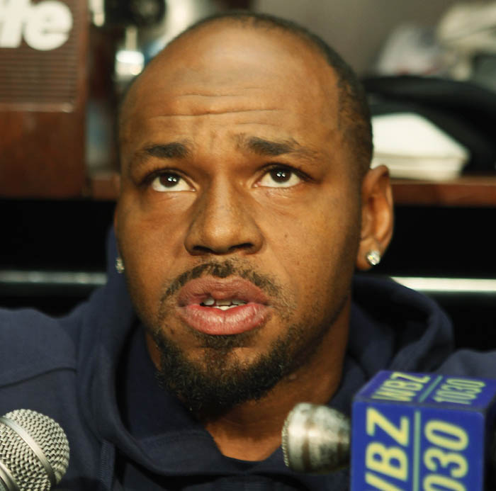 New England Patriots running back Kevin Faulk talks to reporters today about missing the remainder of the season due to a torn right anterior cruciate ligament.