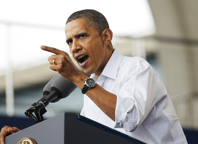 President Barack Obama speaks on the economy in Milwaukee on Monday.