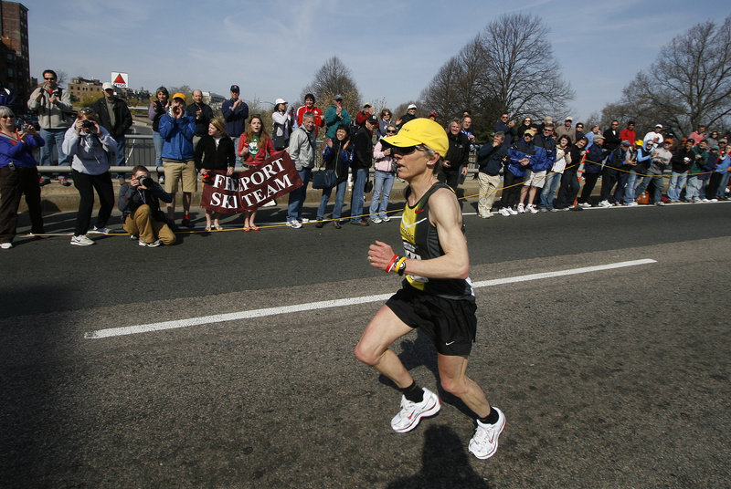Joan Samuelson of Freeport runs in the Olympic marathon trials in 2008 in Boston. She plans to run in the Chicago marathon.