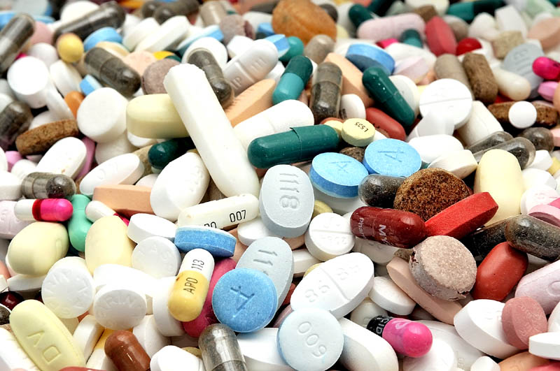 A selection of unused medications collected Saturday morning at the Kennebec Valley YMCA in Manchester. The collection was part of a national drug take-back program.