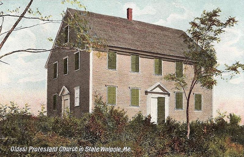 The Old Walpole Meeting House, seen in a circa 1908 postcard.