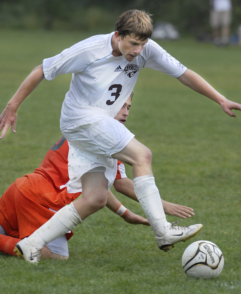 Ryan Farley is a captain on the Freeport boys’ soccer team. His versatility and athleticism enable him to play forward or center midfielder for the Falcons.