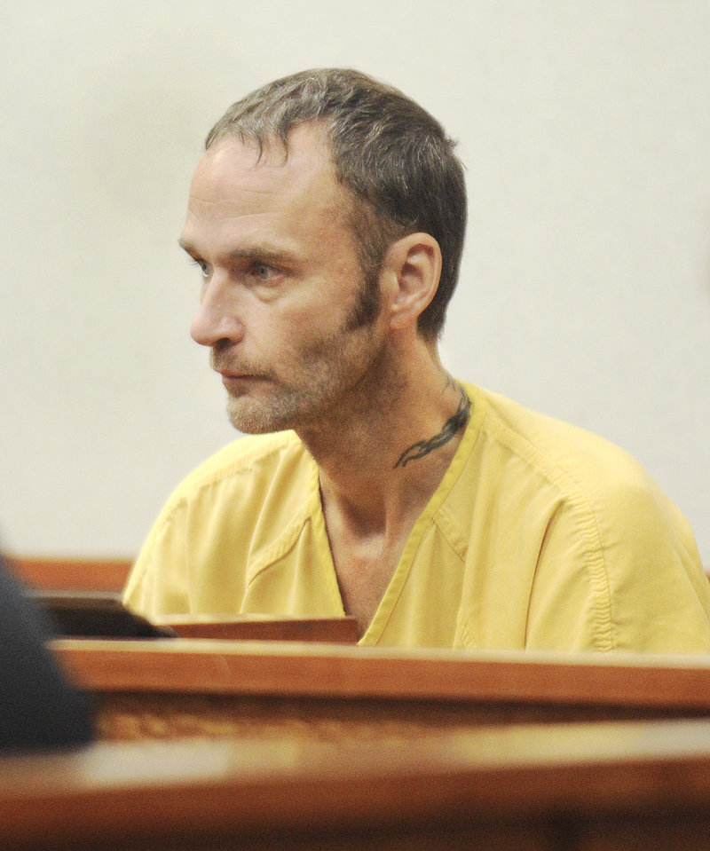 Joseph P. Green of Windham makes his initial appearance Wednesday in Cumberland County Superior Court. He is charged with murdering David Harmon, also of Windham, on Aug. 31.