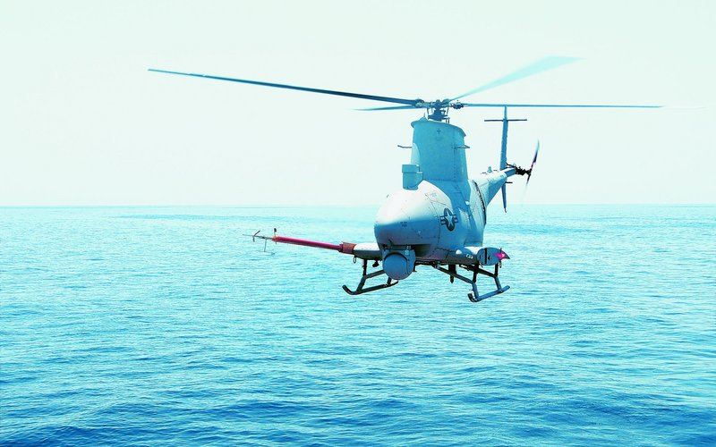 The U.S. Navy provided this picture of a MQ-8B Fire Scout flying in 2009. A similar aircraft went off course last month and entered restricted airspace near the nation’s capital.