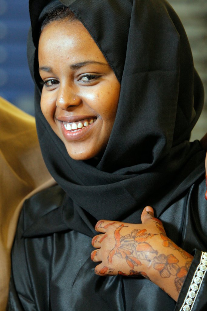 Sumaya Mohamed had intricate patterns of henna applied to her hands for the Eid al Fitr celebration at the Expo. The event was organized by the Islamic Society of Portland.