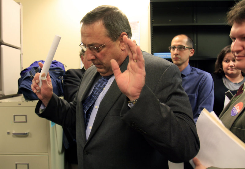 Gubernatorial candidate Paul LePage abruptly exits a news conference Monday in Augusta, irritated by questions about property taxes paid on his wife’s Maine and Florida homes.