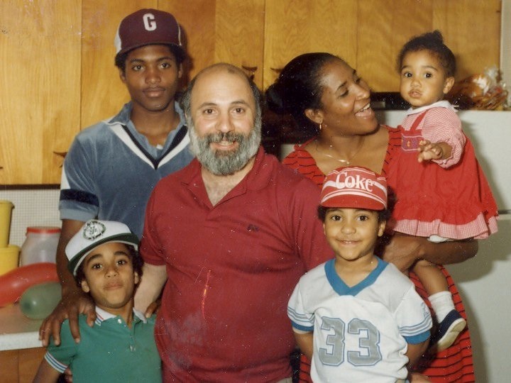 Henry Amoroso in the 1980s with his sons Justin at bottom left, Perry in the "G" hat and Tim at bottom right, along with his wife, Marilyn, holding their daughter Anna Maria.