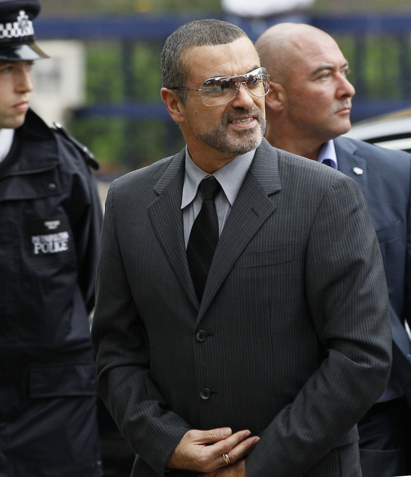 George Michael arrives for sentencing Tuesday at Highbury Corner Magistrates’ Court in London.