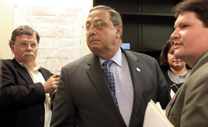 GOP gubernatorial candidate Paul LePage grows angry over media questions about property taxes on his wife’s homes before abruptly ending a news conference Monday.