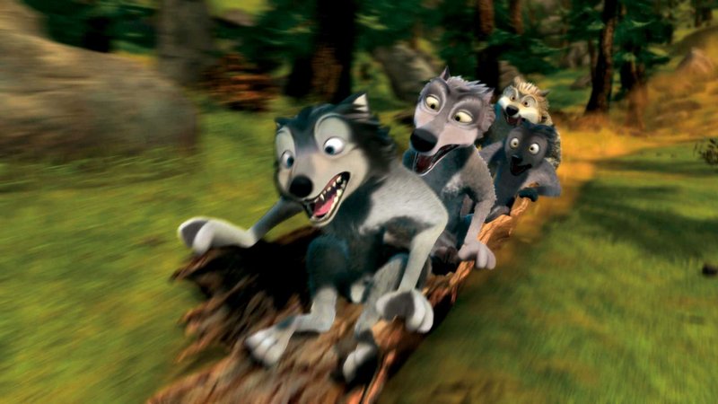Humphrey (front, voiced by Justin Long) in "Alpha and Omega."