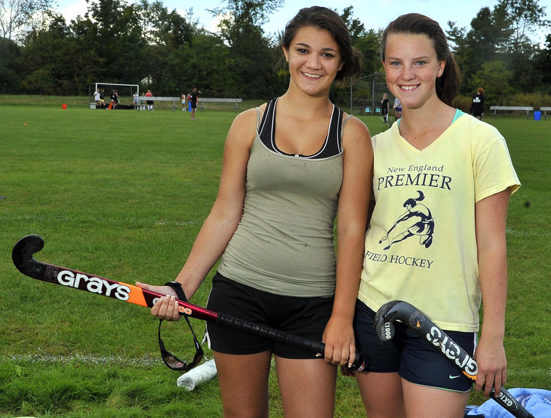 Brooke Fournier, left, was a standout for Georges Valley and Allison Ward was a standout for Rockland. Now they’re teammates – and friends.
