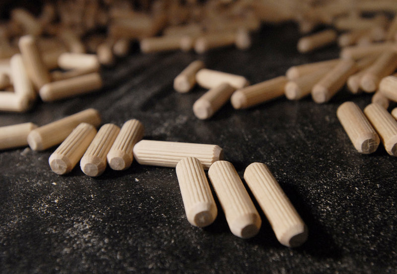 The Saunders Brothers plant is one of only three U.S. factories that made glue pins, at left, the wooden dowels used to join furniture. Since the Chinese have cornered the market, the mill's new owners will resume production of high-quality rolling pins instead.