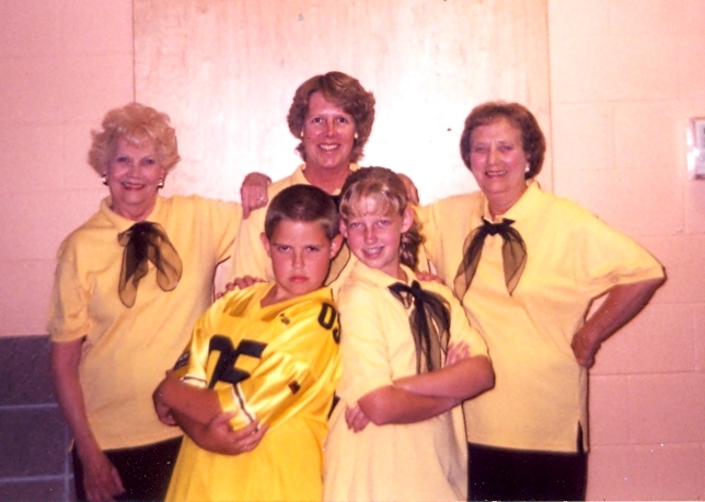 Margaret Robie, left, poses with her daughter, Beth Byrne, center, Byrne’s mother-in-law, Joan Kranzberg, right, and grandchildren Kelly and Dan Byrne. They were dressed for a dance recital.
