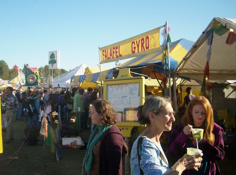 The fair's two food courts always attract big crowds and lines as people queue up to buy scratch-made food prepared from organic ingredients grown in Maine.