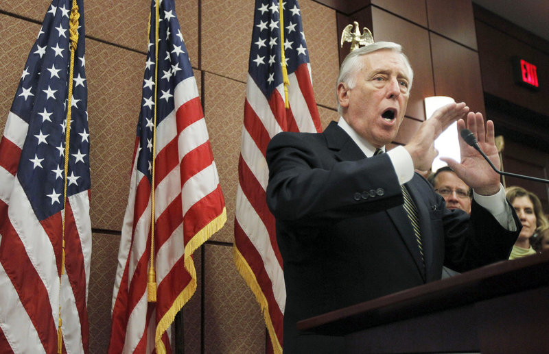House Majority Leader Steny Hoyer of Maryland speaks during a news conference in Washington on Thursday. On Sunday, Hoyer predicted that Democrats will be successful at extending tax cuts for the middle class.