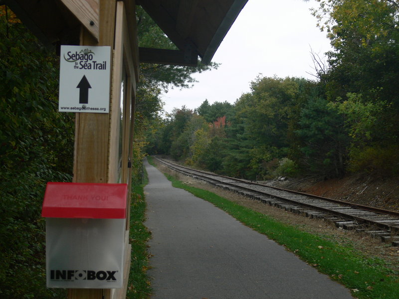 The Sebago to the Sea Trail as seen from South Windham at Route 202 follows the old Mountain Division Rail Line. A ribbon cutting takes place Saturday to celebrate the completion of the first leg of the 28-mile trail.