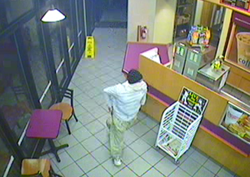 Police are looking for this person who robbed the Dunkin' Donuts at One City Center on Saturday night at 7:55.