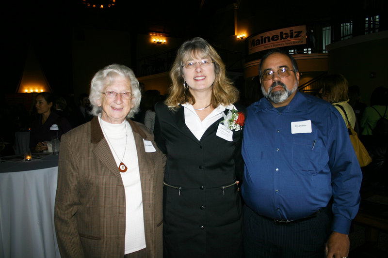 Award winner Mary Howes, who heads Howie’s Welding & Fabrication and Otis Mill Ventures, with her mother, Jeannette Couture, and husband Tim DeMillo.