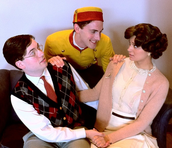 Jacob Cote, left, Kyle Skillin and Rylee Doiron in USM’s “Lend Me a Tenor.”