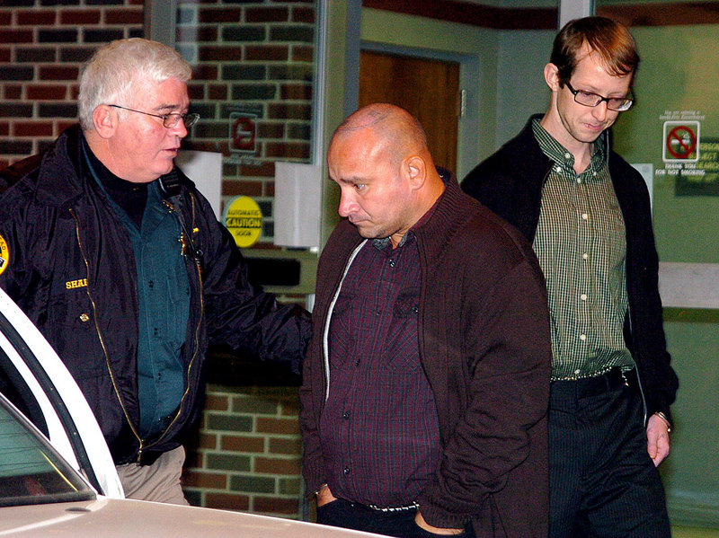 Jessie Misskelley, left, and Jason Baldwin, two of West Memphis Three, leave court in Jonesboro, Ark.