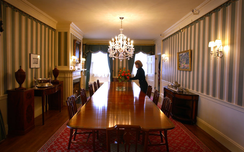 The Blaine House, Maine's executive mansion, boasts 20-foot table in its formal dining room, where the next governor will host dinners.