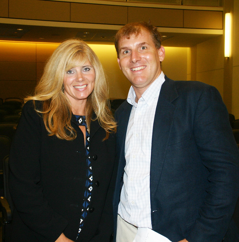 Sarah Halpin, with lead event sponsor The Danforth Group, and Curt Scribner Jr., who is chair of the board of trustees.