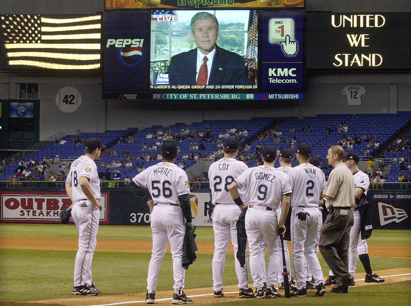 On Oct. 7, 2001, The Tampa Bay Devil Rays paused during a game in St. Petersburg, Fla., as President Bush informed the nation that airstrikes against the Taliban had begun in Afghanistan. Nine years later, the war goes on.