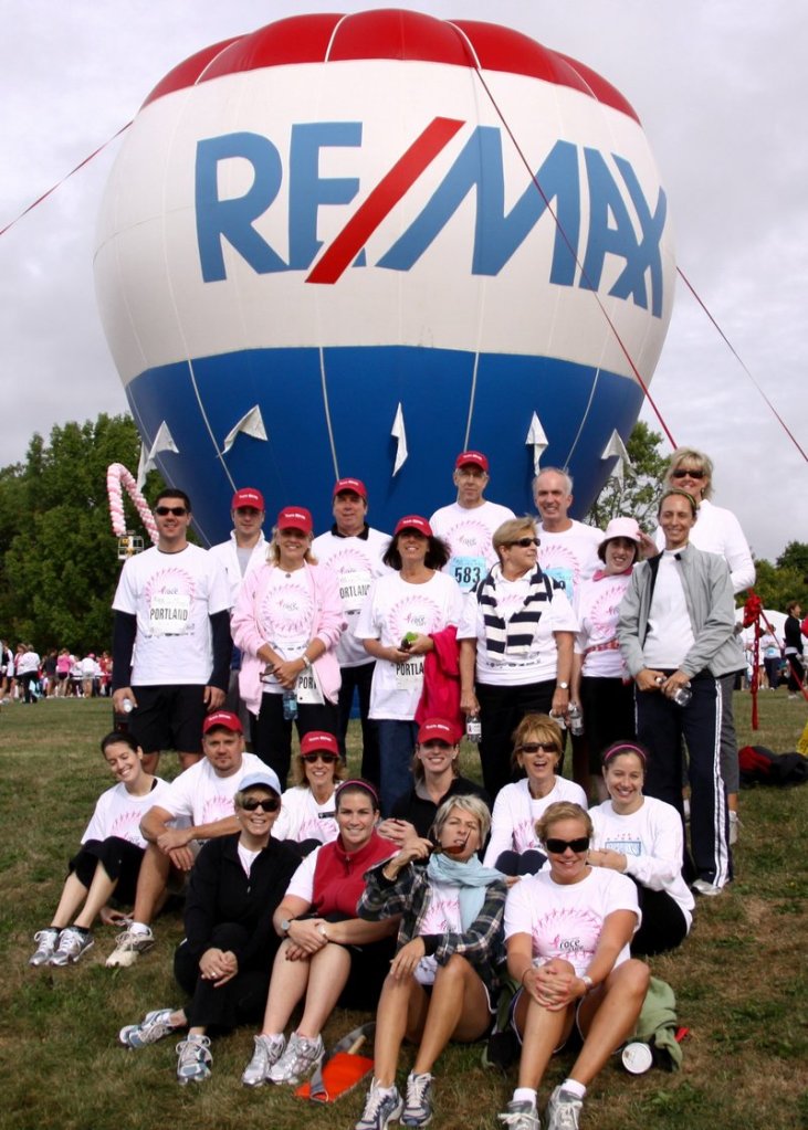 The RE/MAX Maine Race Team meets for the Susan G. Komen Race for the Cure in Payson Park in Portland.