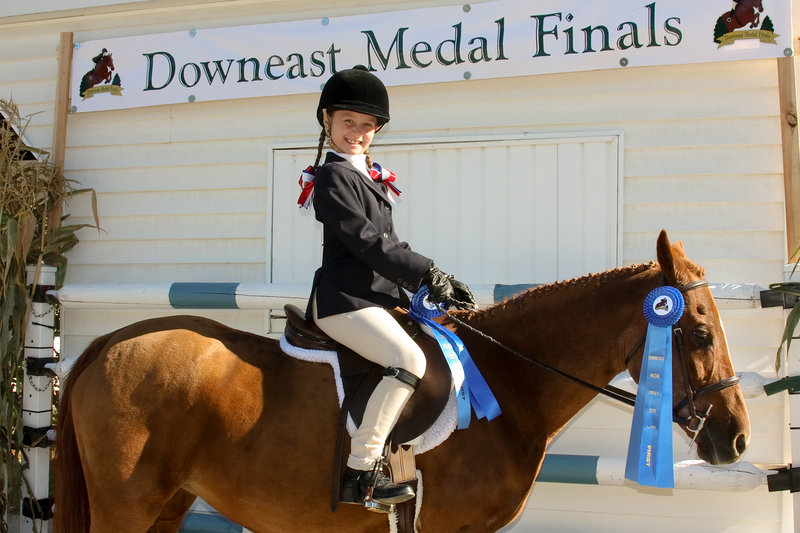 Magdalene Meek of Portland placed first in lead-line equitation and lead-line pleasure at the Downeast Medal Finals Horseshow.