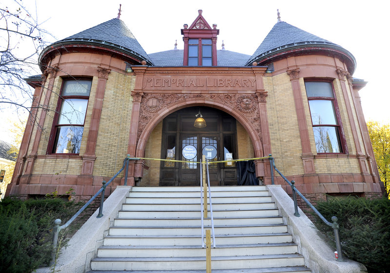 Walker Memorial Library, built in 1893, needs repairs to its slate roof and exterior walls, which have allowed rainwater to damage the interior.