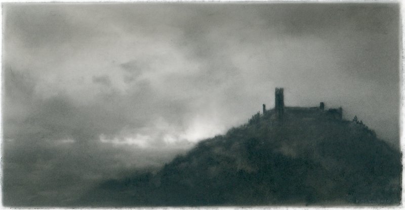 “Burg,” charcoal on mylar, by Dozier Bell