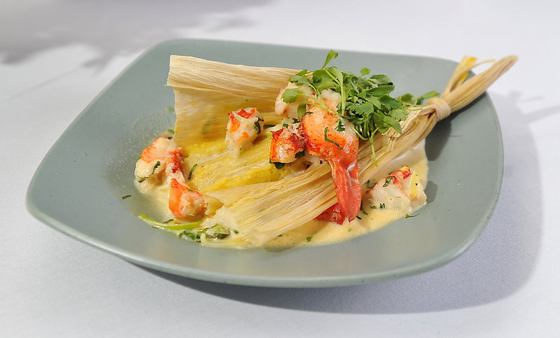 Steamed Maine Lobster and Sweet Corn Tamale by Clifford Pickett of DiMillo’s Floating Restaurant in Portland.