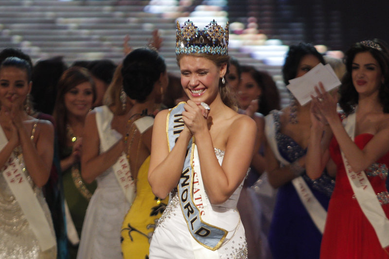 Miss USA Alexandria Mills wins the 2010 Miss World pageant in Sanya, China, on Saturday.