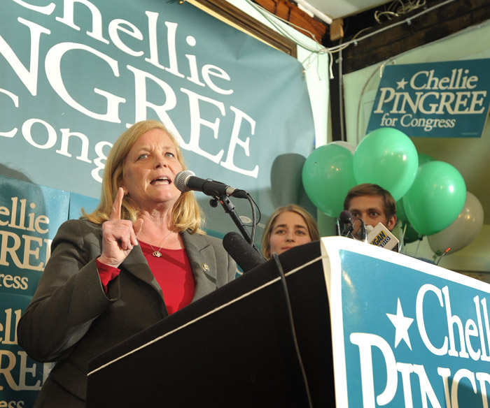 Chellie Pingree's Election Night party at the Port Hole Restaurant in Portland. Pingree addresses her supporters following her win over Republican Dean Scontras.