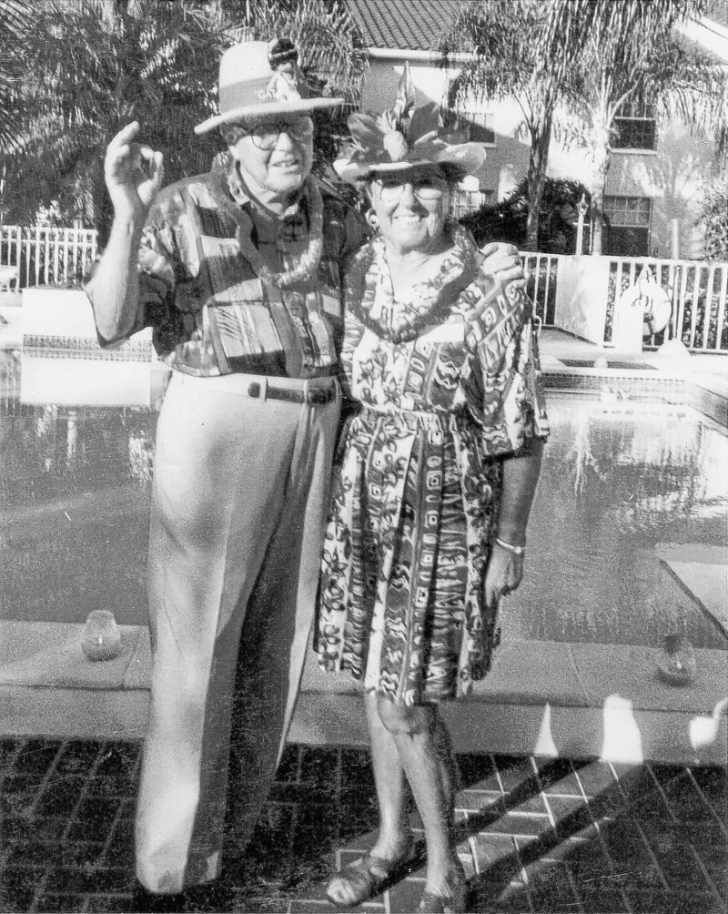 Roger and Shirley Welch at a Hawaiian party at the Vineyards in Naples, Fla., their winter home.