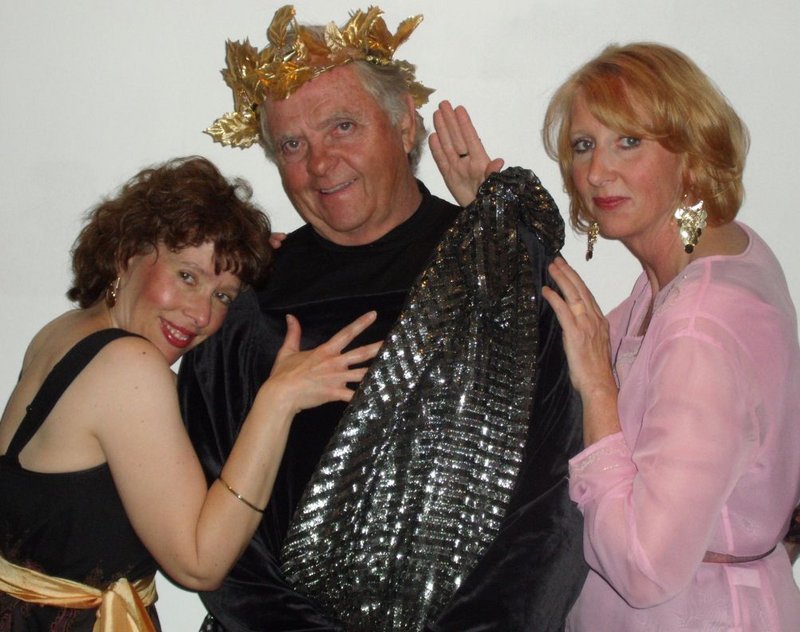 Skip Clark is Emperor Nero and Suzanne Menard and Heather Murdock Curry are two of his concubines in a new play about the beginnings of Christianity by Maine playwrights Hank Beebe and Bill Heyer.