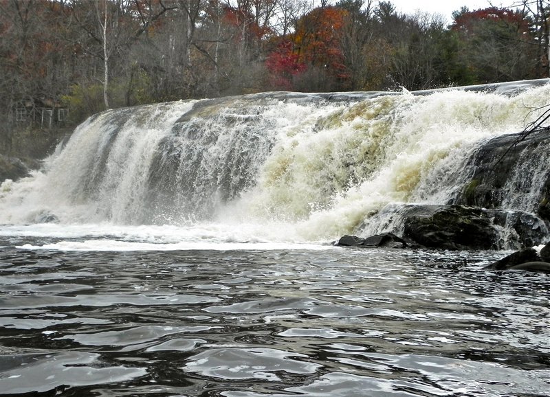 The waterfall at Cathance Road in Topsham is an impressive turn-around point for paddlers exploring the Cathance River.